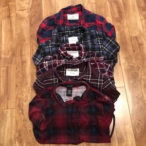 Lot of 5 Flannel Long Sleeve Shirts - Woman’s Size XS & S